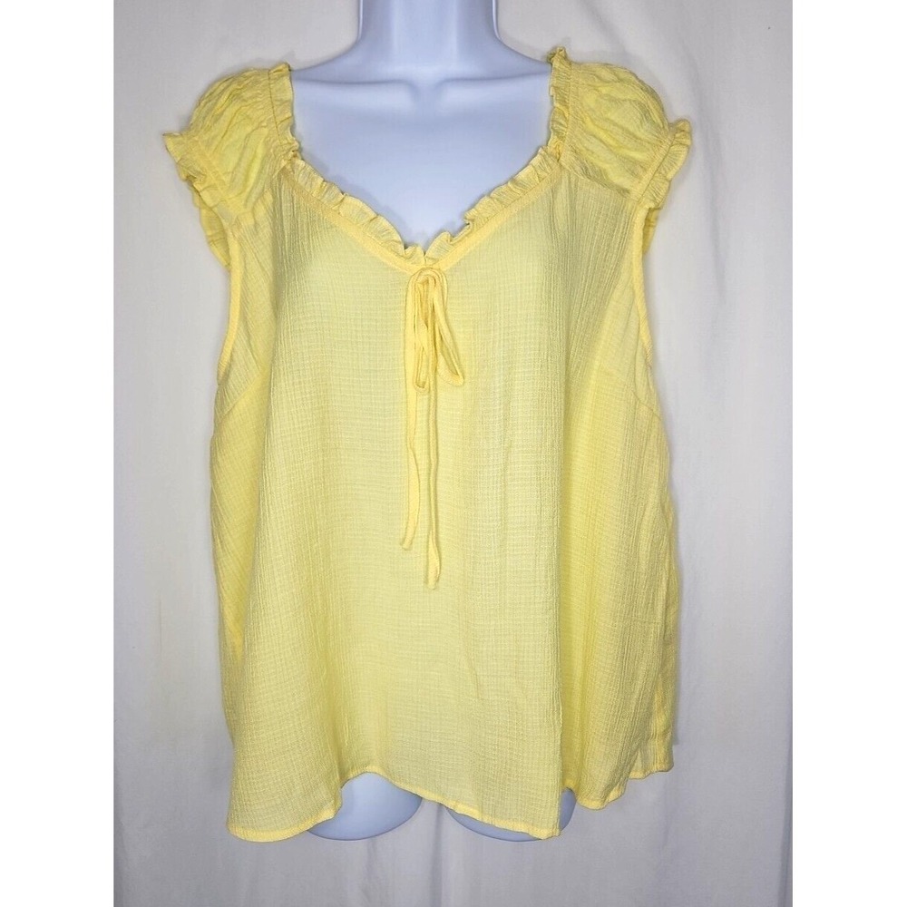 Perch by Blu Pepper Juniors Yellow Sleeveless V‎ Neck Blouse Size 1X NWOT